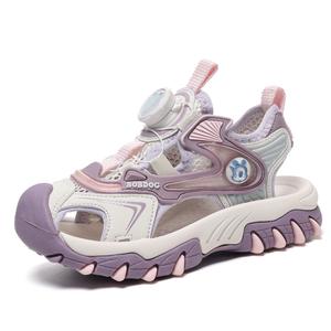 Детские сандалии Vivobook с нескользящей подошвой, дышащей и противоударной подошвой BOBDOG, розовый/фиолетовый