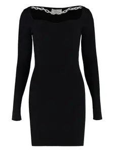 Платье в рубчик с цепочкой Giuseppe Di Morabito, черный