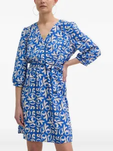 Мини-платье с узором и V-образным вырезом Morgan, синий