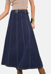 Обычная юбка-трапеция миди а-силуэта, расклешенная книзу Lipsy, Rinse Blue