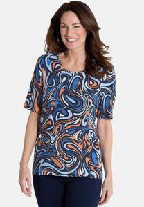 Футболка GOLDNER Print T-shirt, Blue/Light Blue/Peach Patterned/Blue