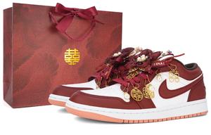 Jordan Air 1 свадебные кроссовки устойчивые к истиранию низкие винтажные баскетбольные кроссовки Unisex золото красный