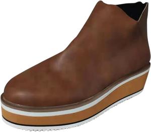 Generic Женские модные ботильоны на танкетке с боковой молнией, верховые ботинки, ботинки больших размеров на платформе в стиле ковбой, джазовые туфли (коричневые, размер UK 4.5)