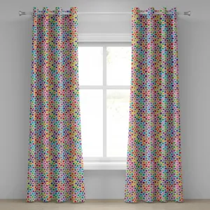 Цветная штора на люверсах ABAKUHAUS, красочные узоры с изогнутыми геометрическими фигурами, креативный декоративный дизайн, декоративные двухпанельные шторы, 280 см x 175 см, разноцветные Abakuhaus