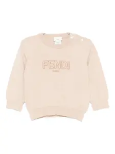 Свитер с вышитым логотипом Fendi Kids, нейтральный