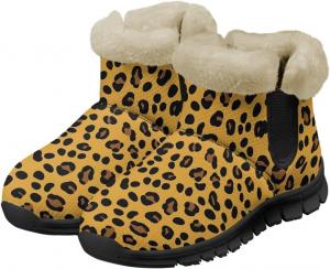 Зимние женские ботинки Jeiento с животным принтом, теплые внутри, на подкладке, слипоны для зимней прогулки, Brown Cheetah Print