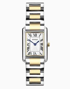 Часы Sekonda Colette 22 мм прямоугольные двухцветные в серебряном корпусе
