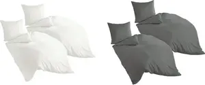 Комплект постельного белья JACK by Bierbaum 155x220 см из 4 предметов, однотонный, из тонкой фланели, однотонный, белый/антрацитовый, цвет: антрацитовый Jack