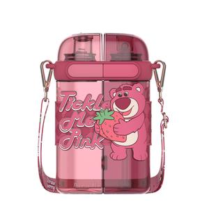 Двухсекционная кружка, поильник с трубочкой для школьников и студентов Disney, розовый