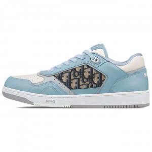 B27 Светло-голубой Кремовый Гладкая Телячья Кожа DIOR, Синий Белый