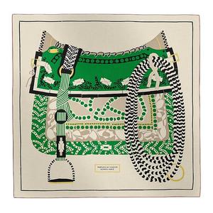 HERMES Шёлковая шаль женская зелёная, Green