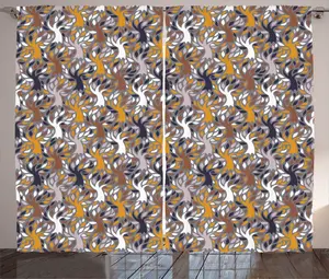 Штора ABAKUHAUS Рустикальный лес, ветки деревьев в земляных тонах, универсальные ленточные шторы для гостиной с петлями и крючками, 280 x 225 см, серая с разноцветным узором Abakuhaus