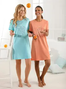 Рубашка для сна Waschpur "Спальни" Wäschepur, цвет Mint-Meliert + Orange-Meliert