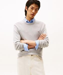 Свитер с круглым вырезом из хлопка, шелка и кашемира