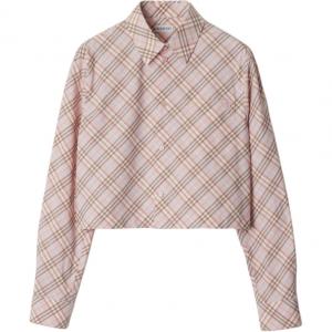 Винтажная клетчатая укороченная рубашка на пуговицах Burberry, розовый