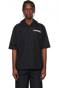 Off-White Черная рубашка для боулинга из поплина с рисунком в виде стрелок