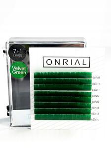 Цветные ресницы микс L 0,07 мм 11-14 V.Зеленый Зеленый ONRIAL Inne