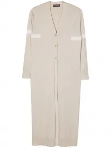 Длинное пальто-кардиган в рубчик Lorena Antoniazzi, нейтральный