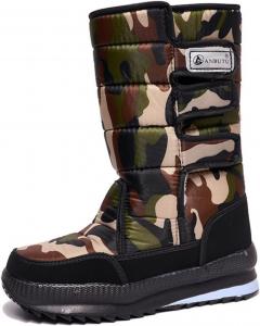 Женские зимние сапоги с камуфляжным рисунком, с термоизоляцией, водоотталкивающим верхом, противоскользящей резиновой подошвой, высокие с утеплителем из меха для холодной погоды, универсальные походные обувь для улицы Azttoztto, Camouflage Green