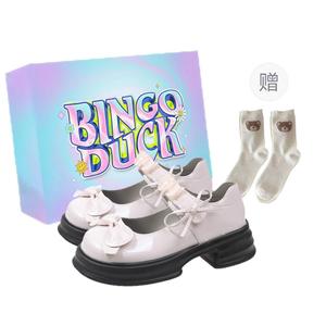 Туфли Мэри Джейн на блочном каблуке женские BINGO DUCK, Ecru+Exclusive Shoe Box+Gift Socks