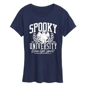 Женская футболка с рисунком Spooky University, темно-синий