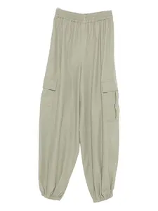 Свободные брюки с эластичным подолом MAX MARA, зеленый