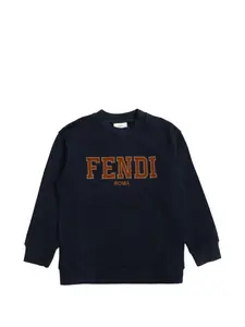 Свитшот с нашивкой-логотипом Fendi Kids, синий