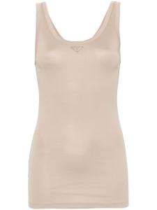 Prada топ в рубчик с логотипом, серый