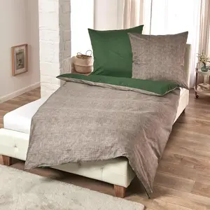 Двустороннее постельное белье Dream Sleep Mako-Satin, текстура 240x220 см + 2 x 40x80 см, зеленый Traumschlaf