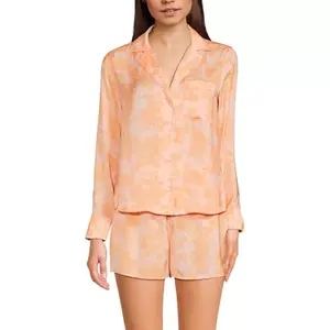 Женский пижамный комплект из 2 предметов: верх и шорты Lands' End, цвет orange mist floral