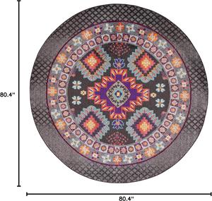 Ковер SAFAVIEH, 201 x 201 см, коллекции Monaco, круглый, коричневый и разноцветный, дизайн в стиле бохо рустик трибл, не линяет и прост в уходе, идеален для помещений с высокой проходимостью в гостиной, спальне (MNC240B)