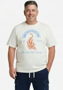 Футболка с принтом на груди, коротким рукавом, круглым вырезом и принтом. Men Plus, Off-White