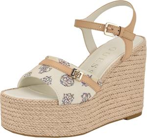 Женские сандалии GUESS Taani на танкетке, White/Beige Rainbow Logo 140