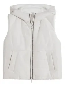 Дутый жилет с капюшоном Brunello Cucinelli Kids, белый