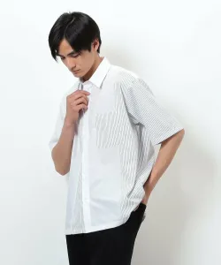 Рубашка с коротким рукавом в полоску, имитирующая пишущую машинку Comme Ca Ism, цвет White