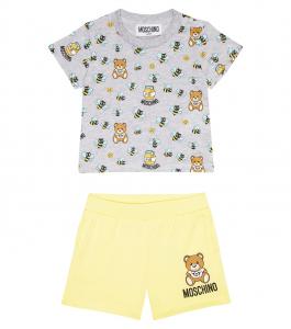 Детский комплект из хлопковых шорт и футболки Moschino Kids, Grey Toy Honey Bees
