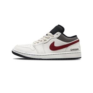 Jordan Air 1 White Blaze устойчивые к истиранию низкие баскетбольные кроссовки Unisex бежевый белый красный