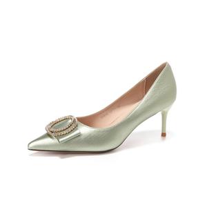 QITUMAUL Стройные каблуки на высоком каблуке для женщин зеленые [Высота каблука 6,5 см], цвет Green[Heel Height 6.5cm]