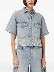 Джинсовая рубашка с искусственным жемчугом AllSaints, синий