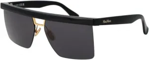 Солнцезащитные очки MaxMara MM 0072 Flat 1 01A, глянцево-черные, линзы цвета «темное золото/дымчатый», BLACK