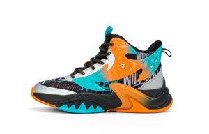 Противоскользящие износостойкие высокие детские баскетбольные кроссовки black silver orange kids 361°KIDS, черный серебряный оранжевый