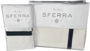 Охлаждающее, мягкое и дышащее постельное белье, комплект из 4 простыней размера "Queen-Size", белый / черный Sferra, белый/черный