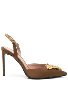 Туфли с цветочной аппликацией из коллаборации с Moogu GINISSIMA, коричневый