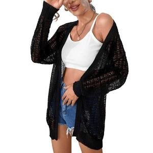 Женский кардиган с длинным рукавом из легкого кружева Seoria, Black