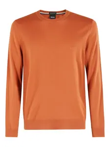 Свитер с логотипом и круглым вырезом Boss, оранжевый