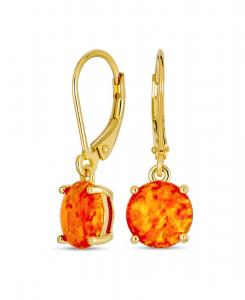 Круглые серьги-подвески с искусственным опалом, застежка-рычаг, серебро 925 пробы, 8 мм Bling Jewelry, Gold orange