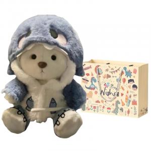 Плюшевая кукла Cartoon Joint Bear высотой 30 см MIXIANG, белый/синий/мультиколор