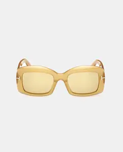 Женские прямоугольные солнцезащитные очки из ацетата Tom Ford, желтый