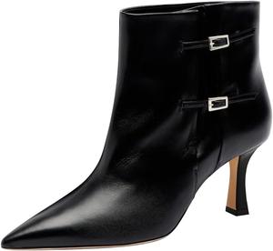 Женские ботильоны FYS с острым носком, на среднем каблуке, короткие, с ремешками и пряжкой, для офиса, вечеринок и клуба, размеры 4-16 US, Black