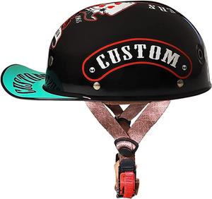 Шлем открытый TBTBZXCV с кепкой, черный / бирюзовый